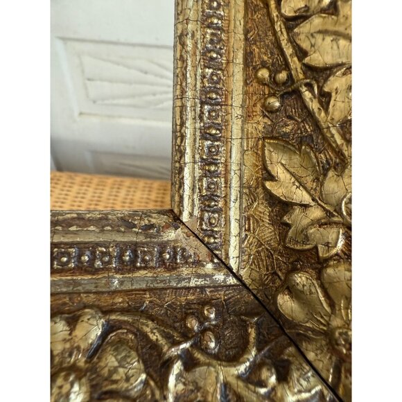 Antique Victorian Shabby Floral Gold Gesso Pair of Picture Frames - Picture 13 of 16